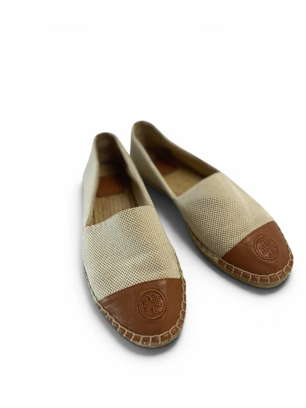 Tory Burch Color Block Canvas and Napa Espadrilles in Natural and Tan Size 7.5